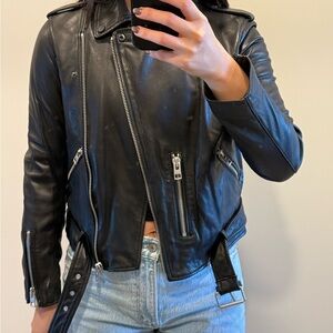 All Saints Black Leather Moto Jacket